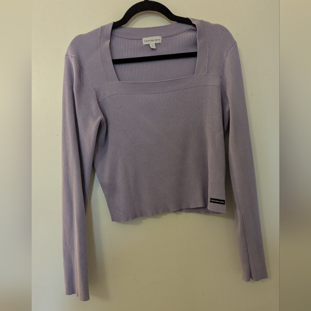 Lavender Long Sleeve Ribbed Top